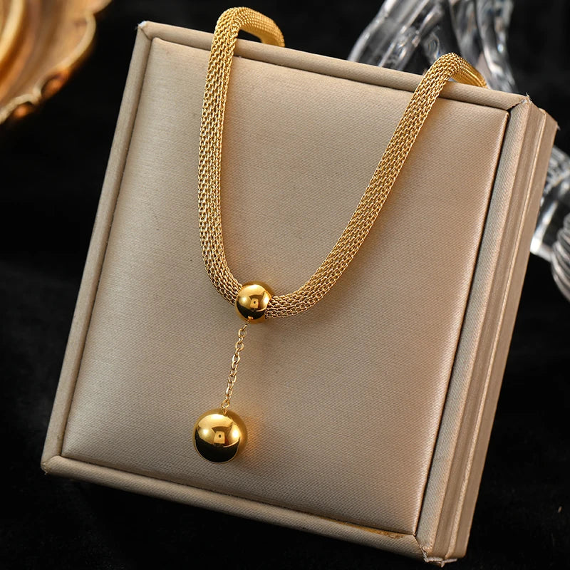 Tiger Stripe Dual-Layer Stainless Steel Pendant Necklace – Waterproof & Stylis