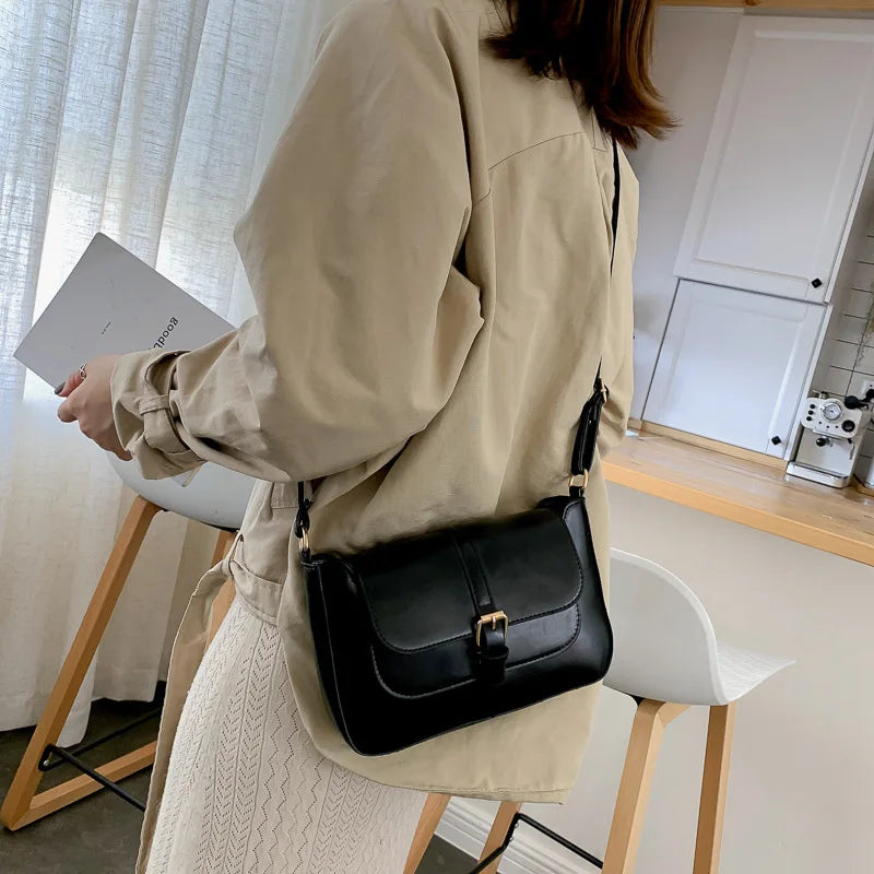 Zentra Elegant Buckle Crossbody Bag – Classic Wine Brown