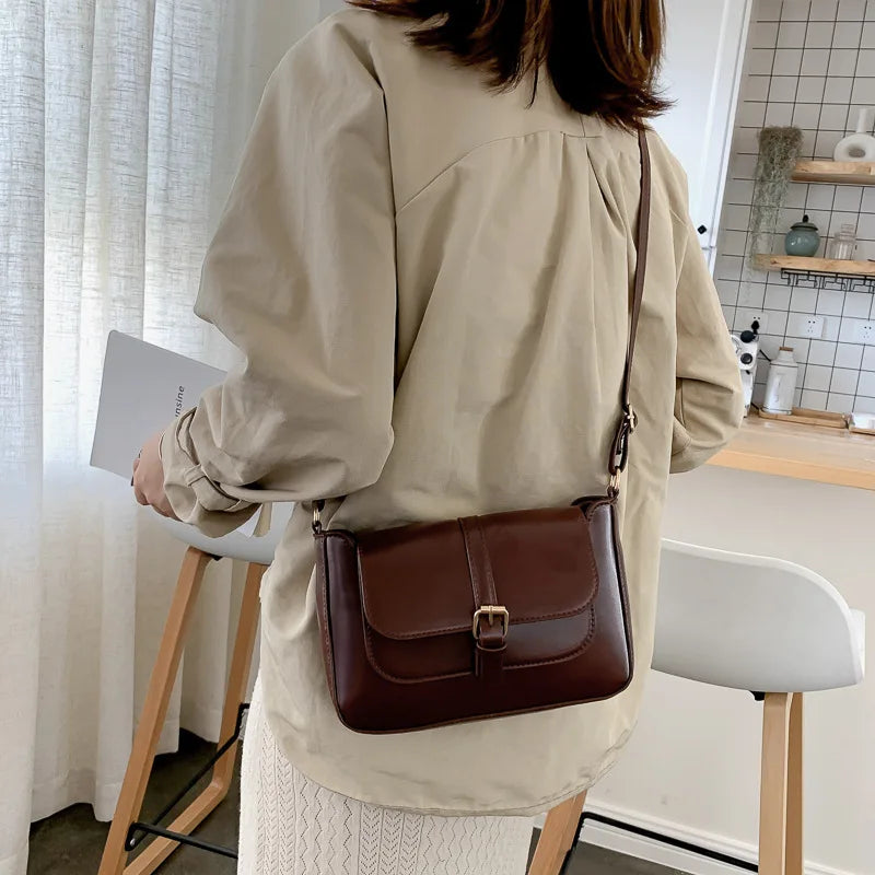 Zentra Elegant Buckle Crossbody Bag – Classic Wine Brown