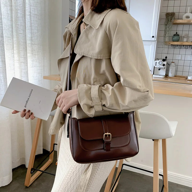 Zentra Elegant Buckle Crossbody Bag – Classic Wine Brown