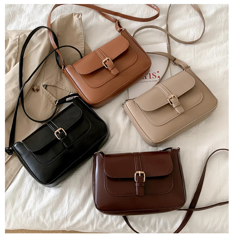 Zentra Elegant Buckle Crossbody Bag – Classic Wine Brown