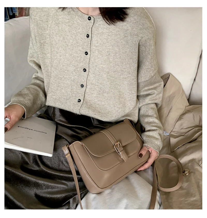 Zentra Elegant Buckle Crossbody Bag – Classic Wine Brown