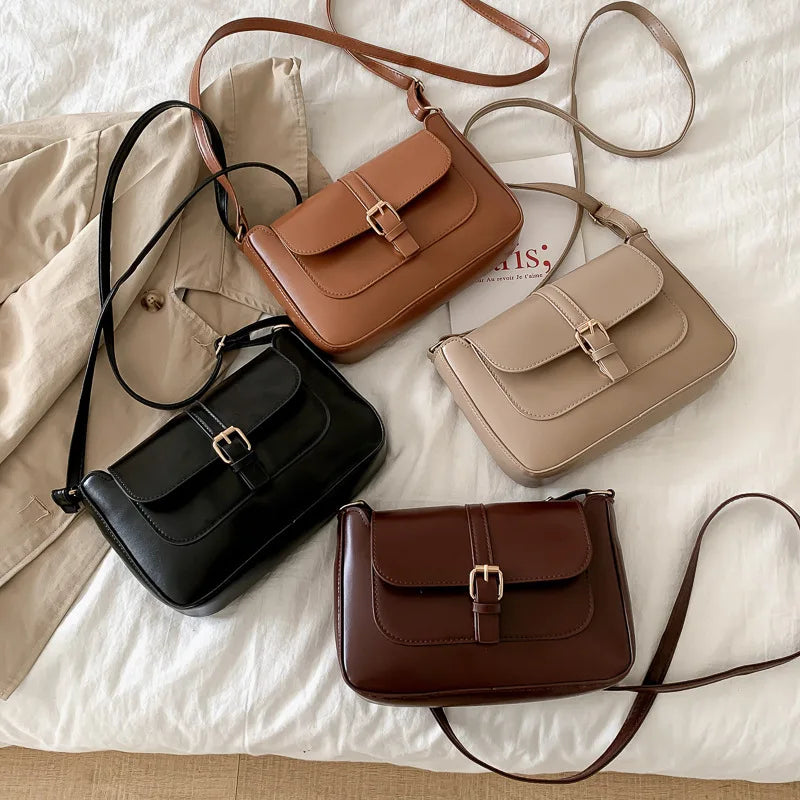 Zentra Elegant Buckle Crossbody Bag – Classic Wine Brown