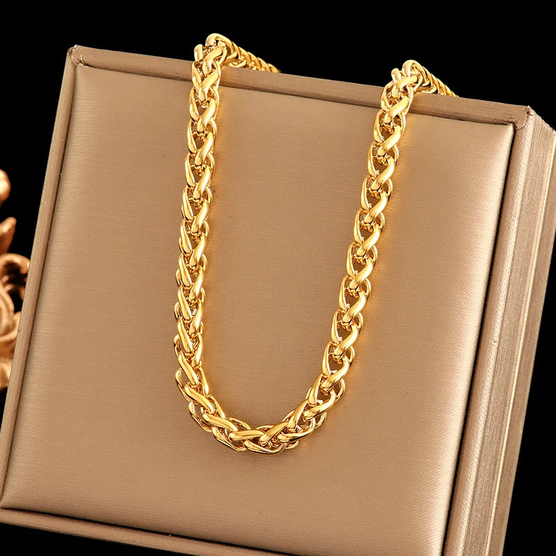 Tiger Stripe Dual-Layer Stainless Steel Pendant Necklace – Waterproof & Stylis