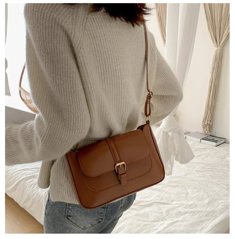 Zentra Elegant Buckle Crossbody Bag – Classic Wine Brown