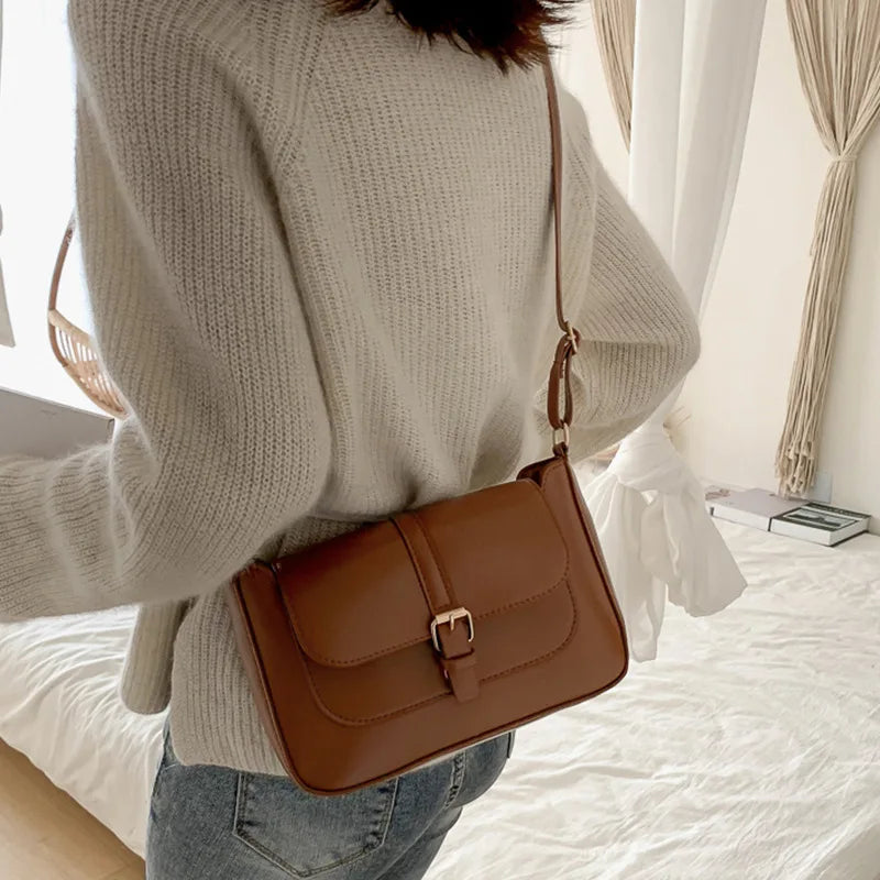 Zentra Elegant Buckle Crossbody Bag – Classic Wine Brown