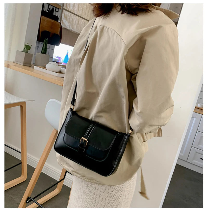 Zentra Elegant Buckle Crossbody Bag – Classic Wine Brown