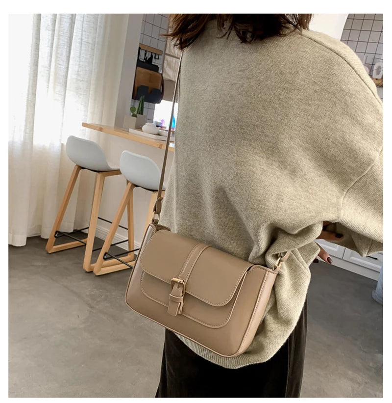 Zentra Elegant Buckle Crossbody Bag – Classic Wine Brown