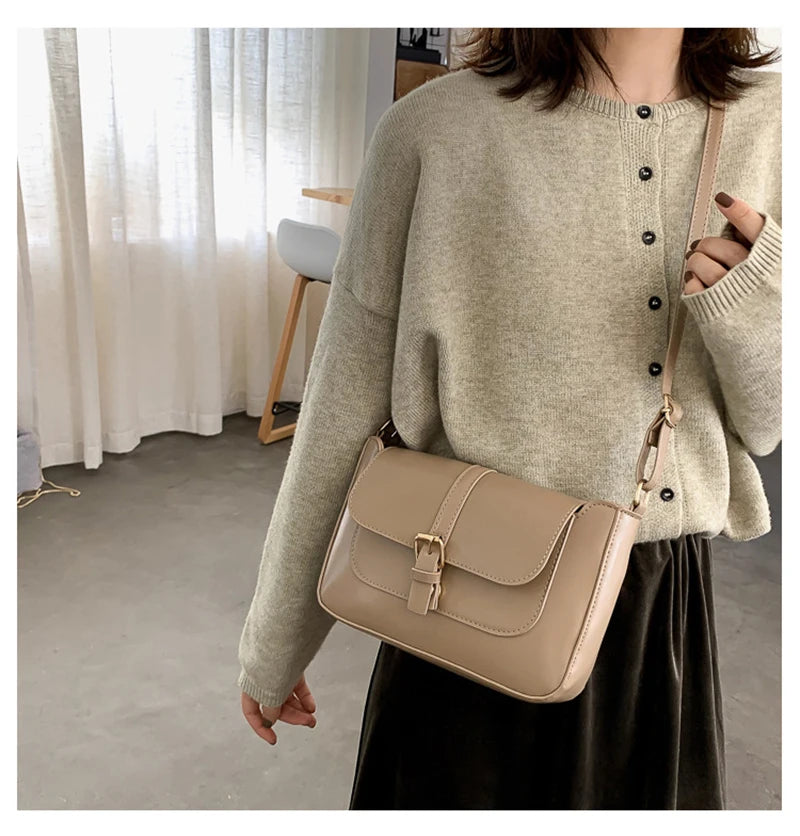 Zentra Elegant Buckle Crossbody Bag – Classic Wine Brown