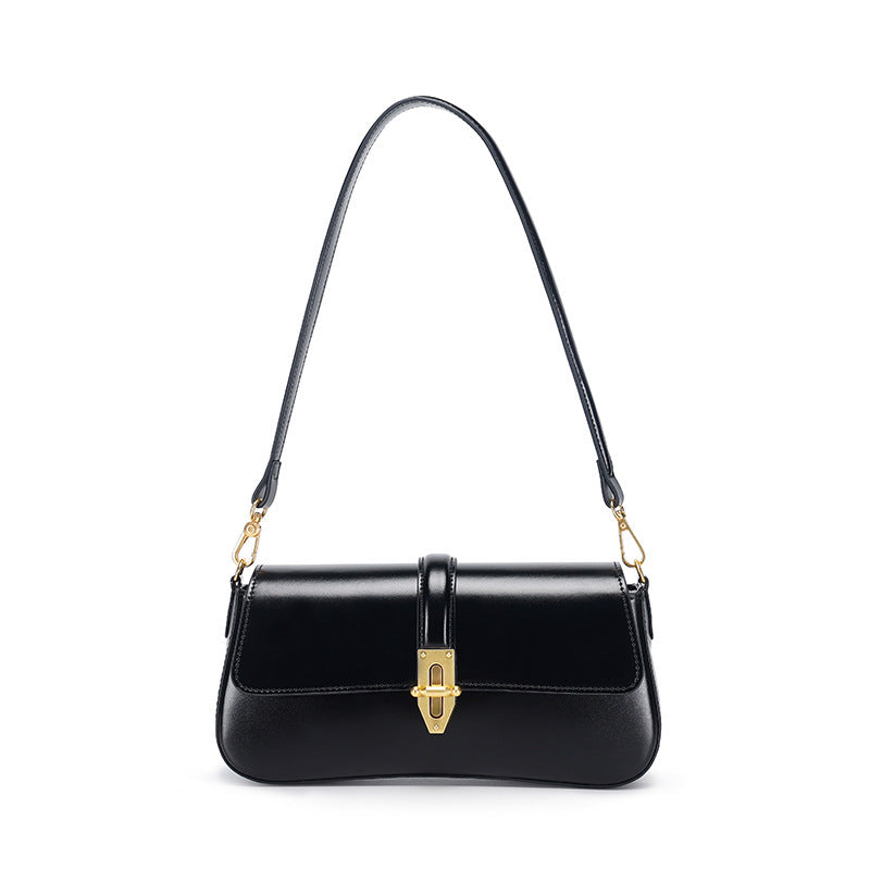 Zentra Premium Baguette Crossbody – Two-Layer Cowhide Leather