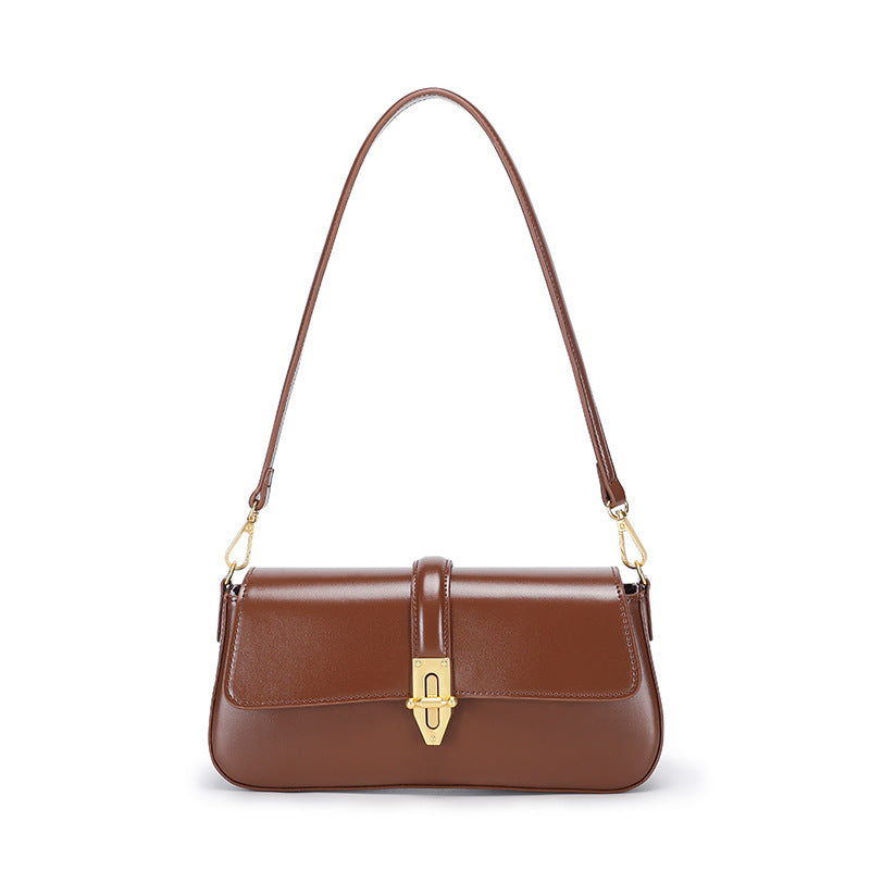 Zentra Premium Baguette Crossbody – Two-Layer Cowhide Leather