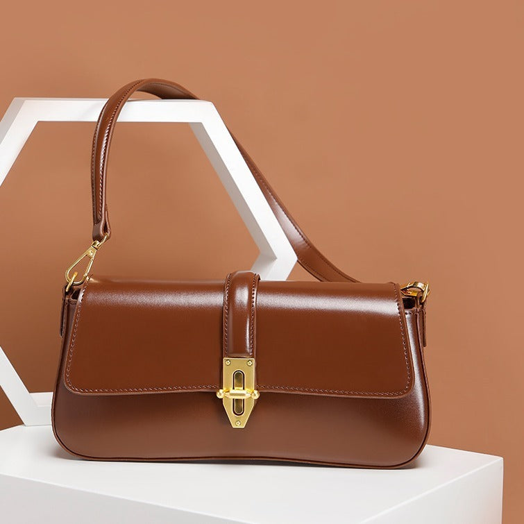 Zentra Premium Baguette Crossbody – Two-Layer Cowhide Leather