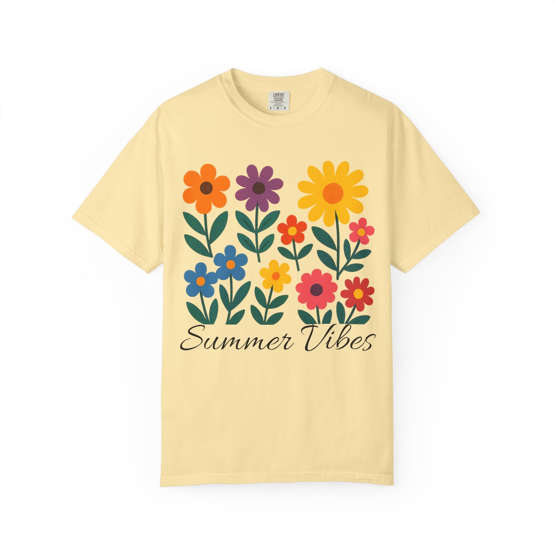 Zentra Floral Summer Vibes T-Shirt | Unisex Garment-Dyed Tee for Warm Days, Casual Wear, Gift for Flower Lovers, Outdoor Events, Summer Fashion