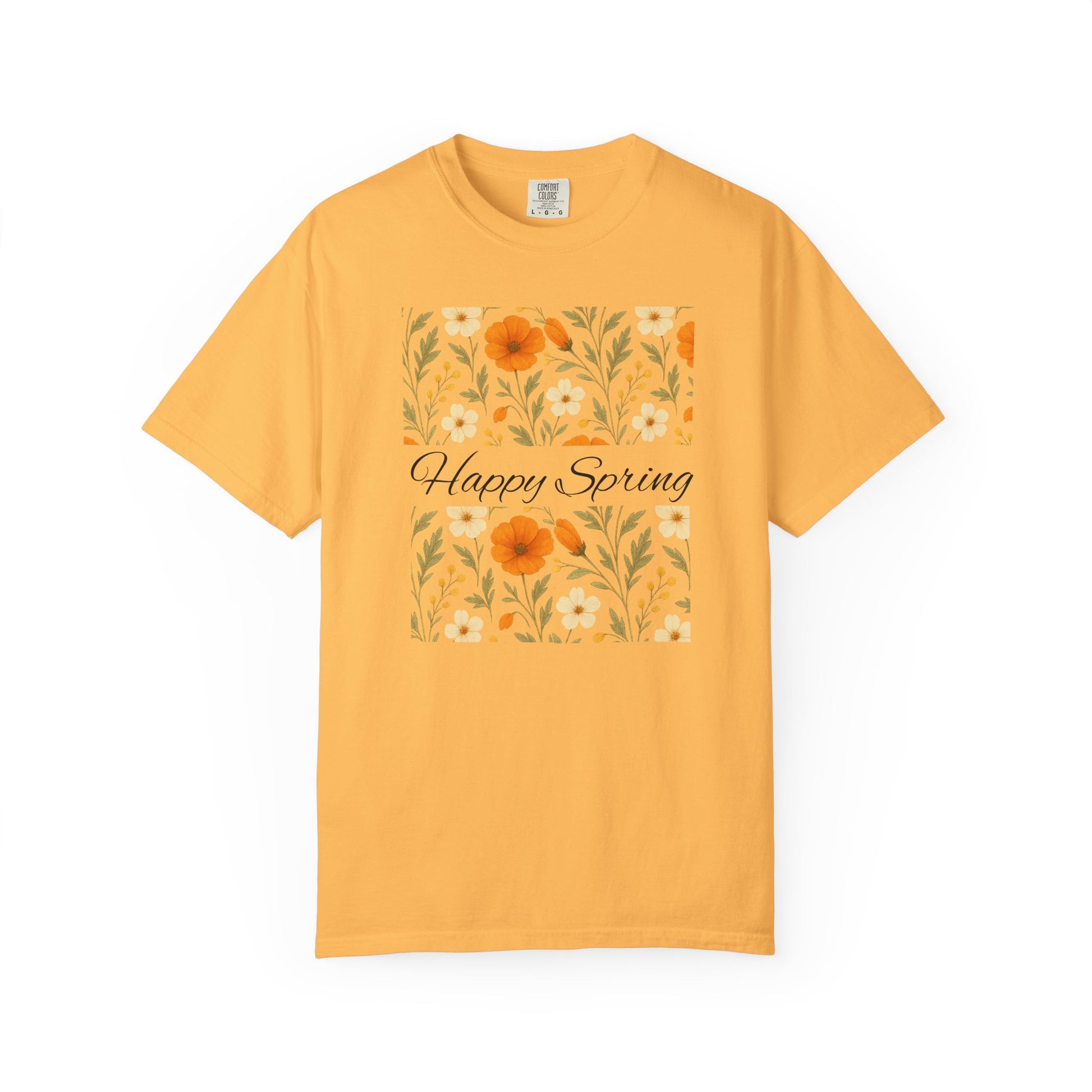 Happy Spring Floral T-Shirt, Unisex Spring Shirt, Seasonal Tee, Flower Graphic Tee, Casual Outfit, Spring Gifts