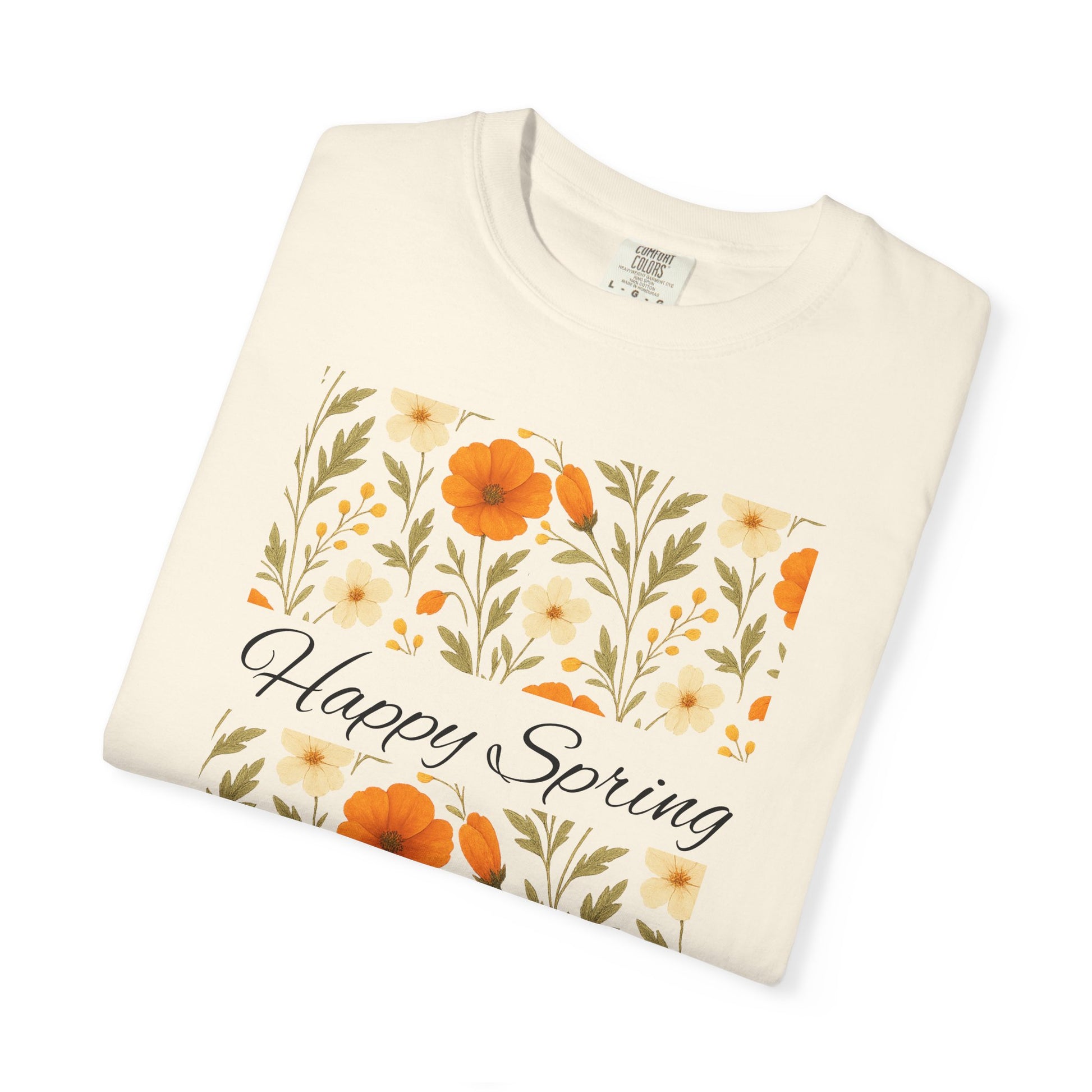 Happy Spring Floral T-Shirt, Unisex Spring Shirt, Seasonal Tee, Flower Graphic Tee, Casual Outfit, Spring Gifts