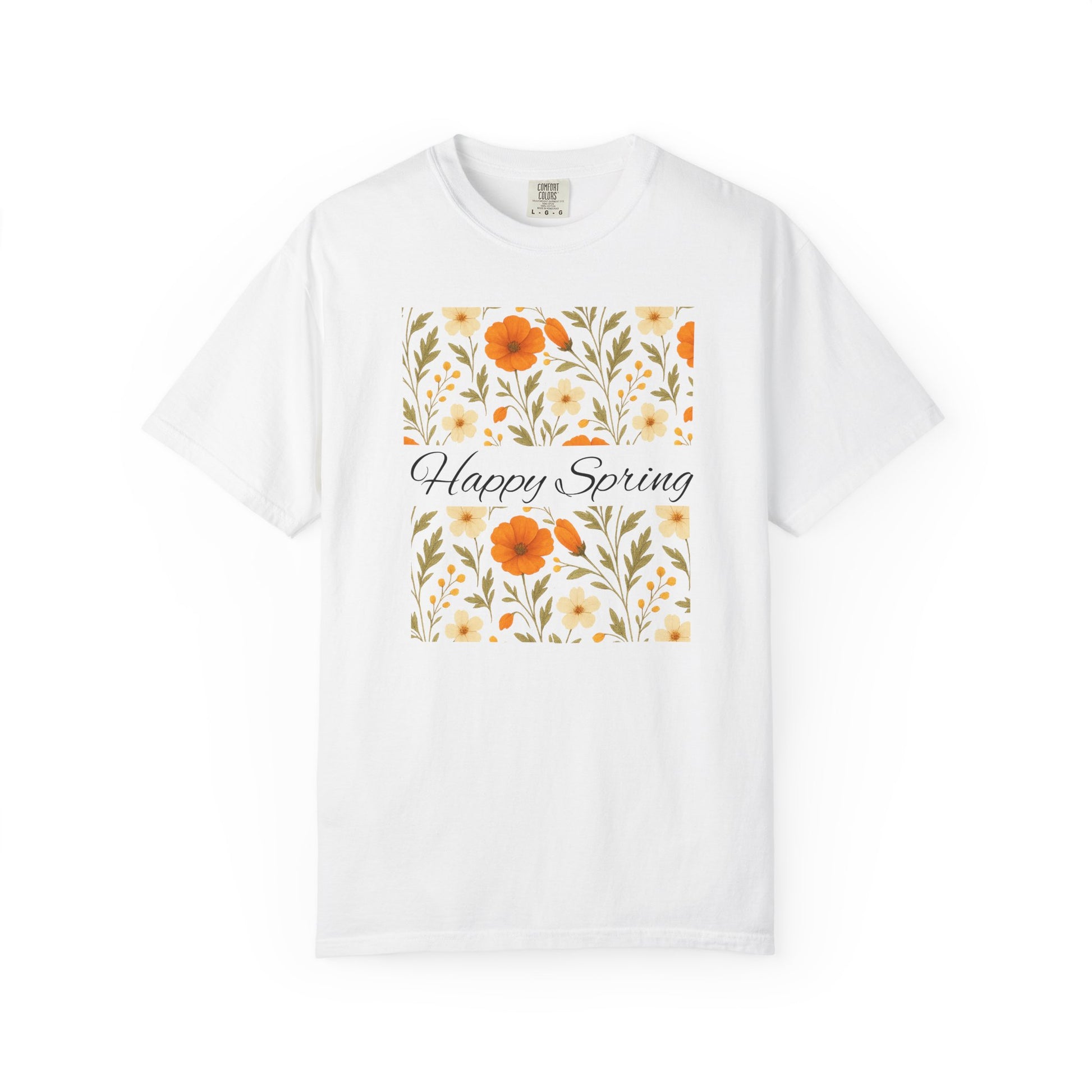 Happy Spring Floral T-Shirt, Unisex Spring Shirt, Seasonal Tee, Flower Graphic Tee, Casual Outfit, Spring Gifts