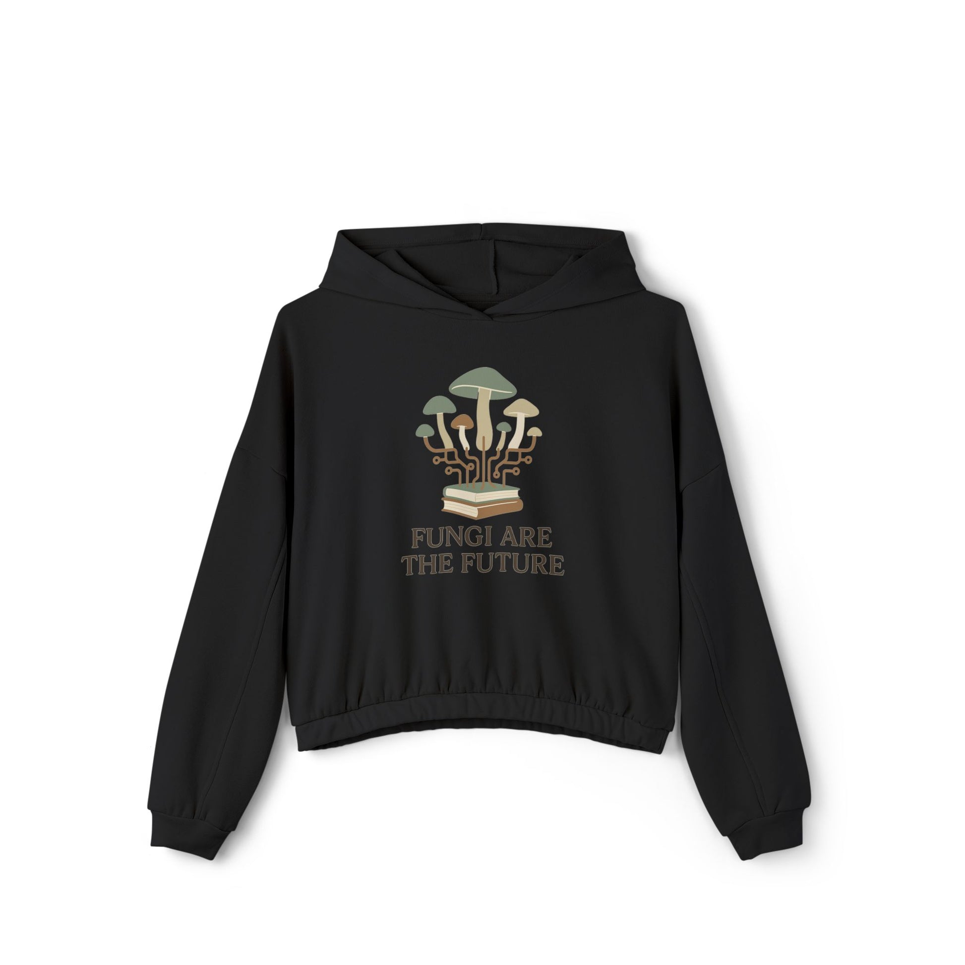 Fungi Future Women's Cinched Bottom Hoodie, Casual Wear, Eco-Friendly Gift, Nature Lover Apparel, Sustainable Fashion, Trendy Hoodie