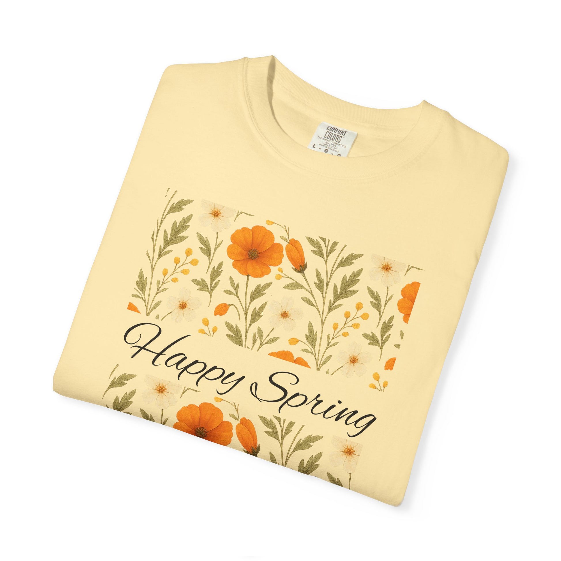 Happy Spring Floral T-Shirt, Unisex Spring Shirt, Seasonal Tee, Flower Graphic Tee, Casual Outfit, Spring Gifts