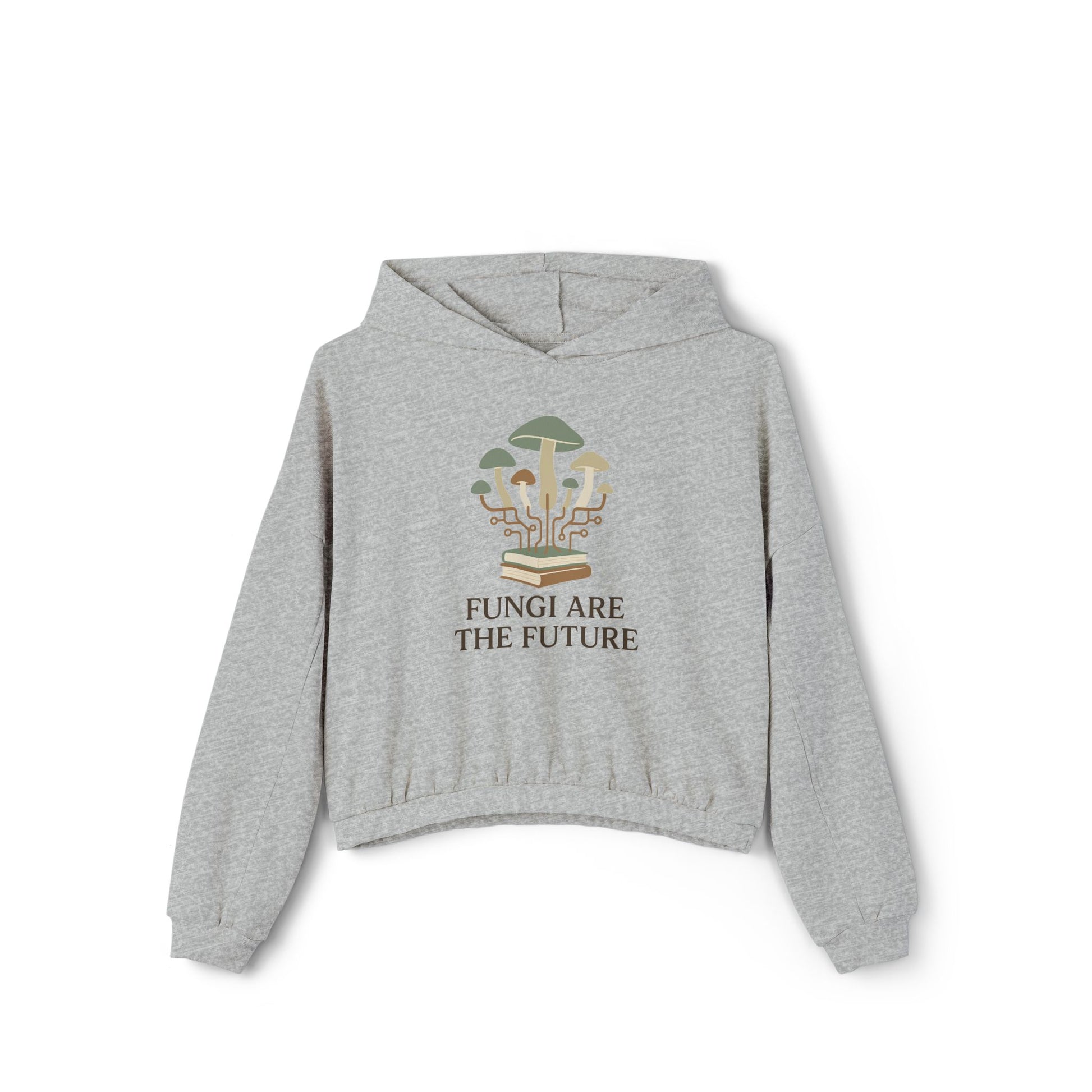 Fungi Future Women's Cinched Bottom Hoodie, Casual Wear, Eco-Friendly Gift, Nature Lover Apparel, Sustainable Fashion, Trendy Hoodie