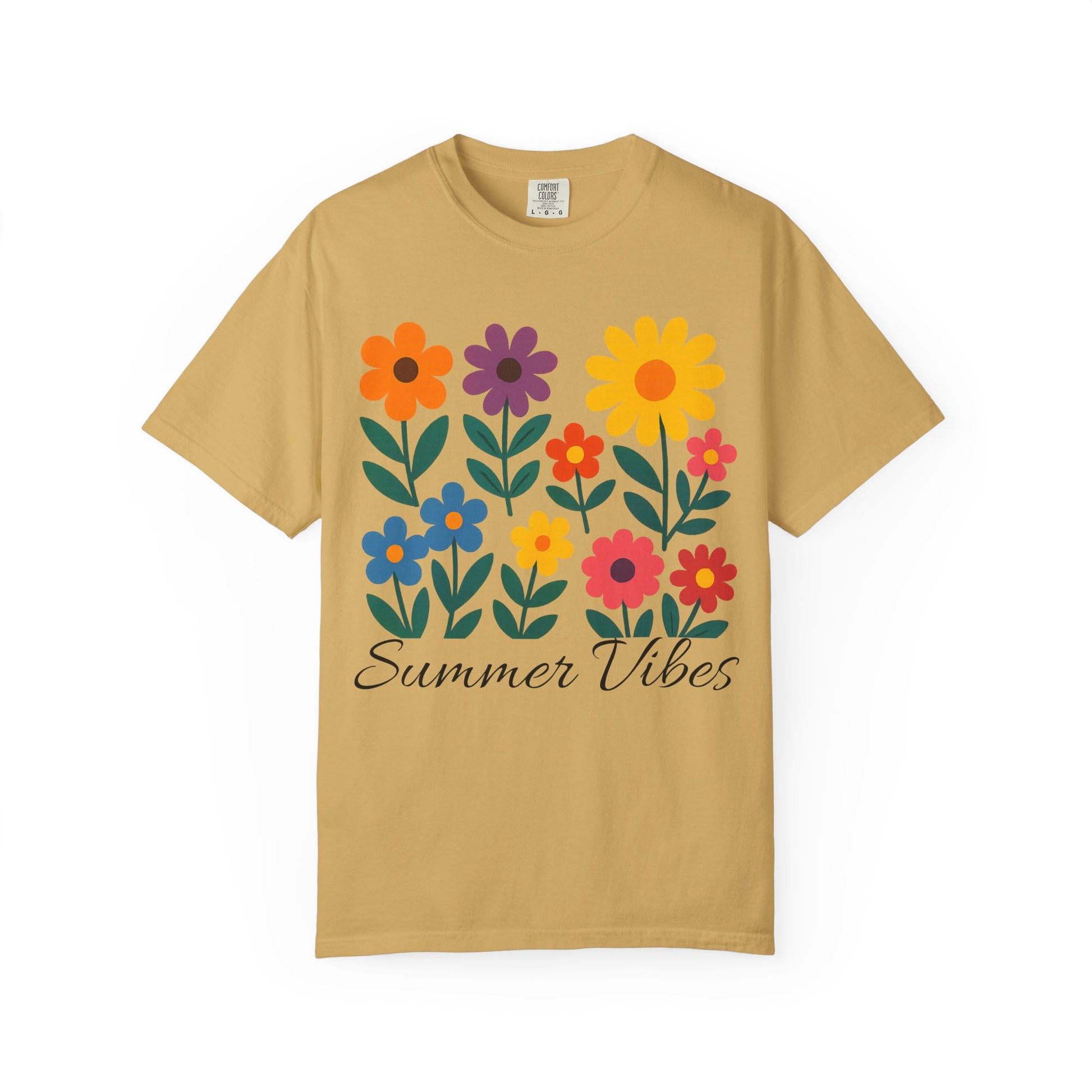 Zentra Floral Summer Vibes T-Shirt | Unisex Garment-Dyed Tee for Warm Days, Casual Wear, Gift for Flower Lovers, Outdoor Events, Summer Fashion