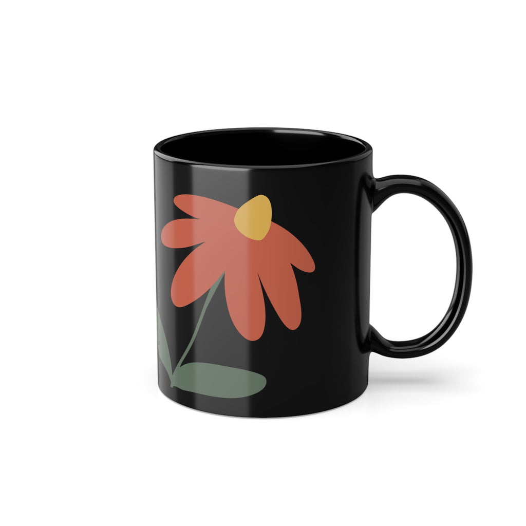 Zentra Floral Black Coffee Mug, Perfect Gift for Coffee Lovers