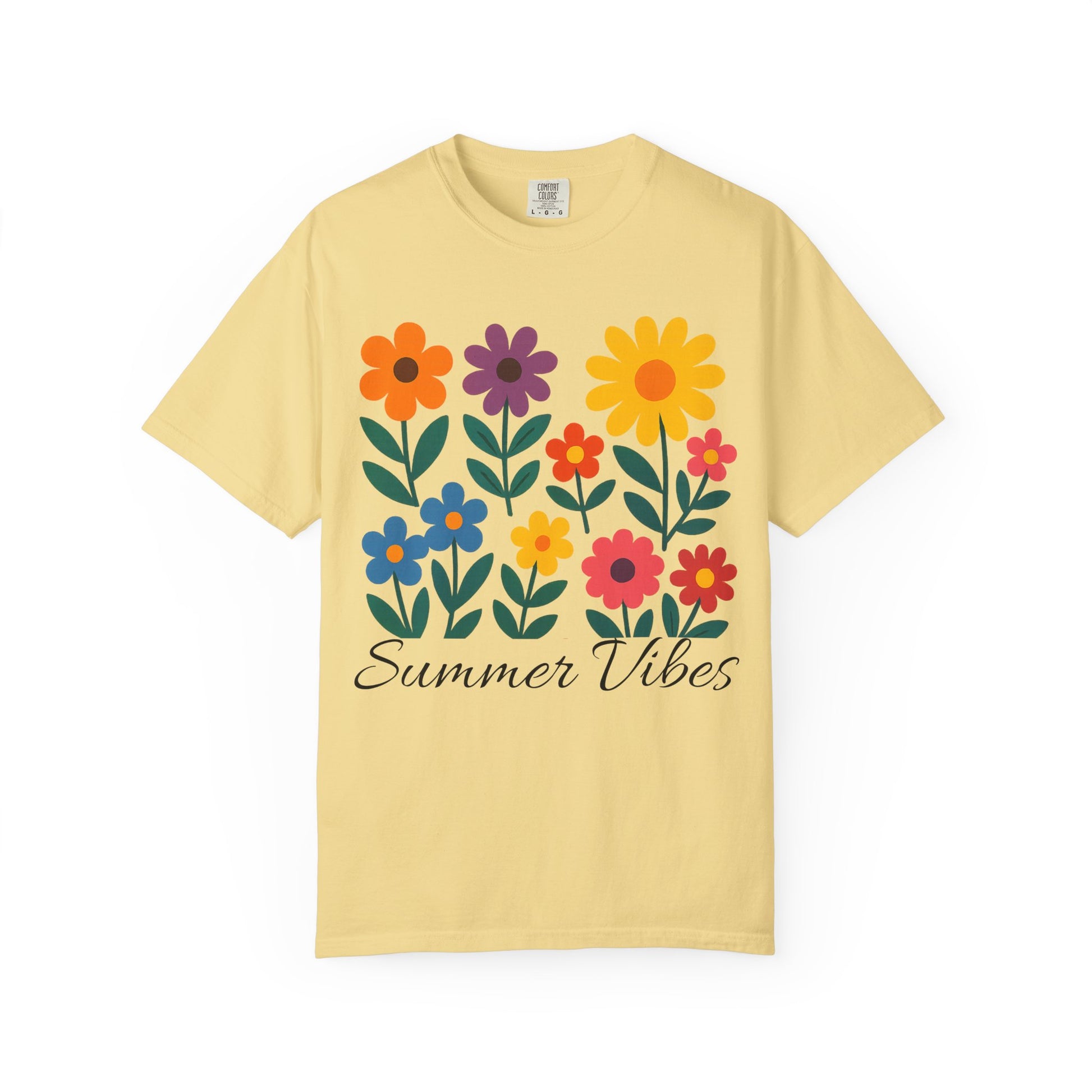 Zentra Floral Summer Vibes T-Shirt | Unisex Garment-Dyed Tee for Warm Days, Casual Wear, Gift for Flower Lovers, Outdoor Events, Summer Fashion