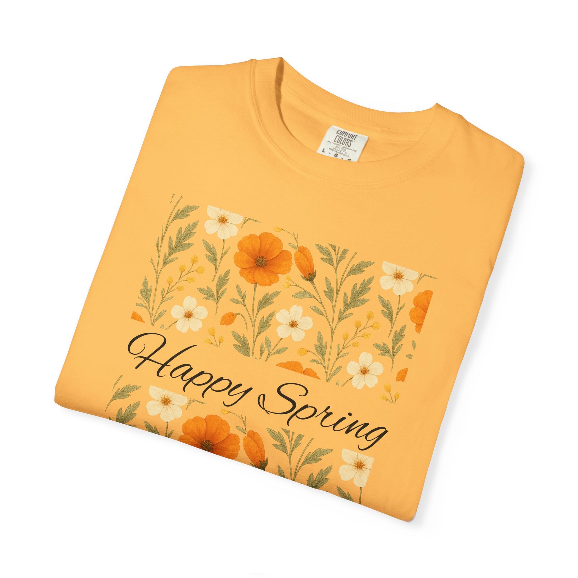Happy Spring Floral T-Shirt, Unisex Spring Shirt, Seasonal Tee, Flower Graphic Tee, Casual Outfit, Spring Gifts