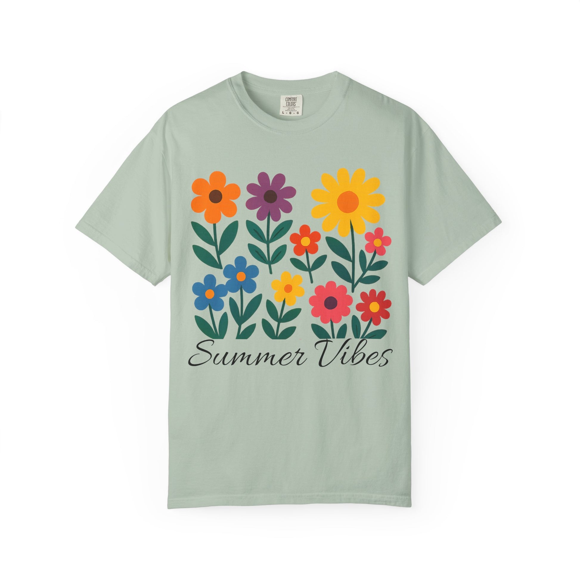 Zentra Floral Summer Vibes T-Shirt | Unisex Garment-Dyed Tee for Warm Days, Casual Wear, Gift for Flower Lovers, Outdoor Events, Summer Fashion