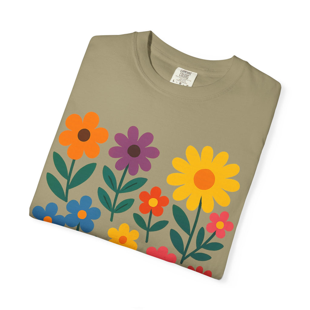 Zentra Floral Summer Vibes T-Shirt | Unisex Garment-Dyed Tee for Warm Days, Casual Wear, Gift for Flower Lovers, Outdoor Events, Summer Fashion