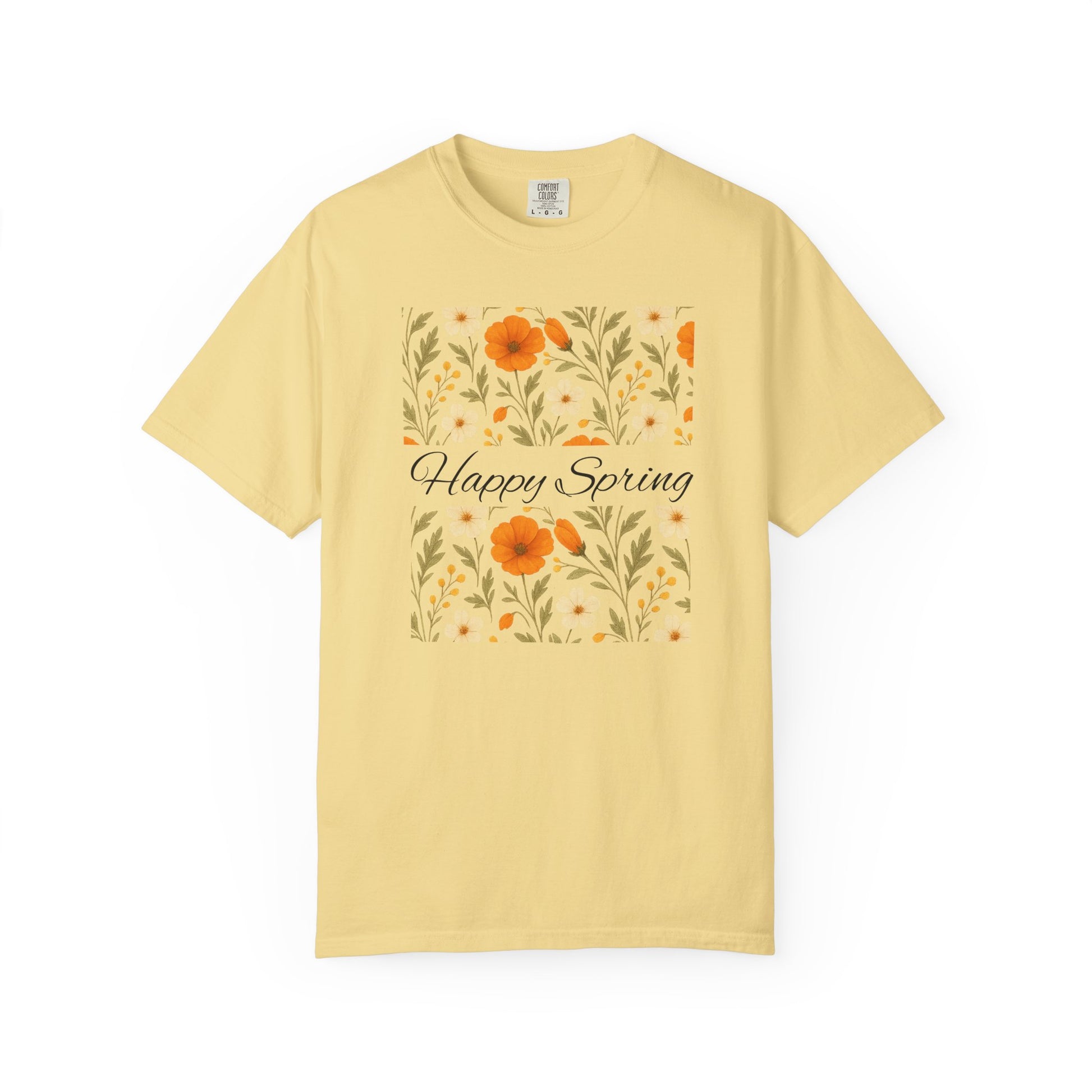 Happy Spring Floral T-Shirt, Unisex Spring Shirt, Seasonal Tee, Flower Graphic Tee, Casual Outfit, Spring Gifts