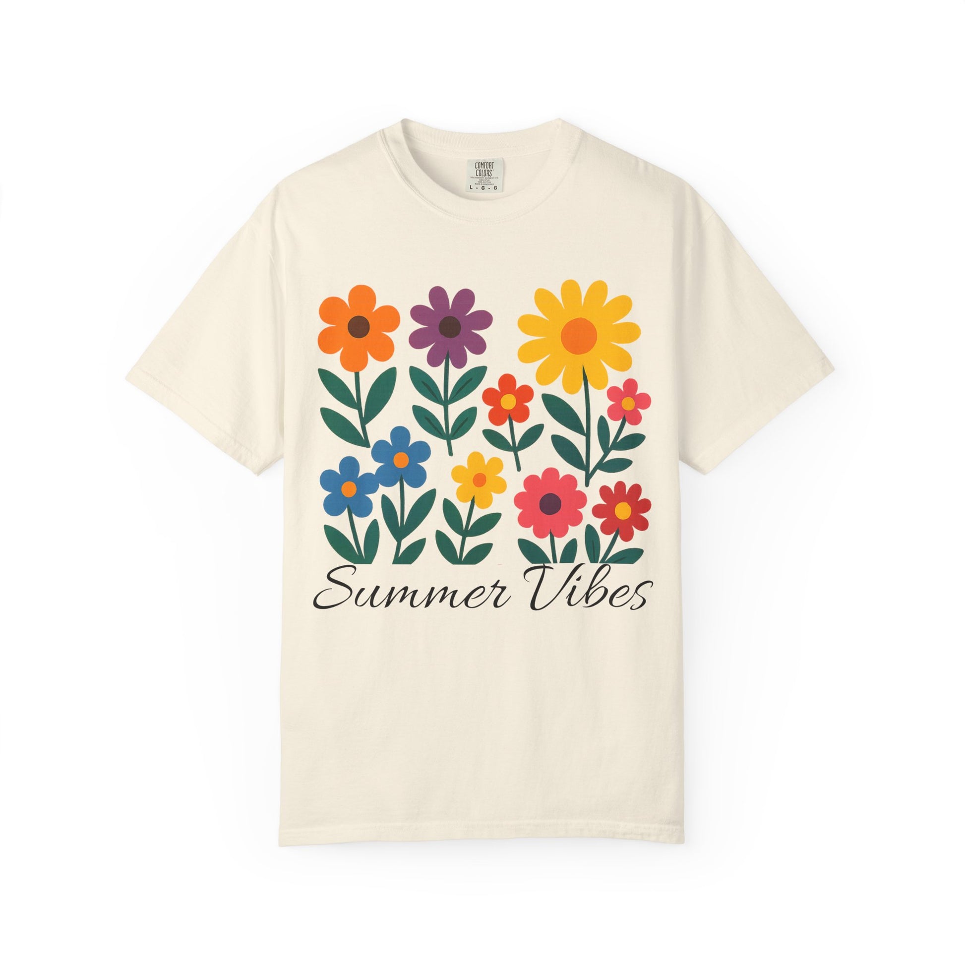 Zentra Floral Summer Vibes T-Shirt | Unisex Garment-Dyed Tee for Warm Days, Casual Wear, Gift for Flower Lovers, Outdoor Events, Summer Fashion