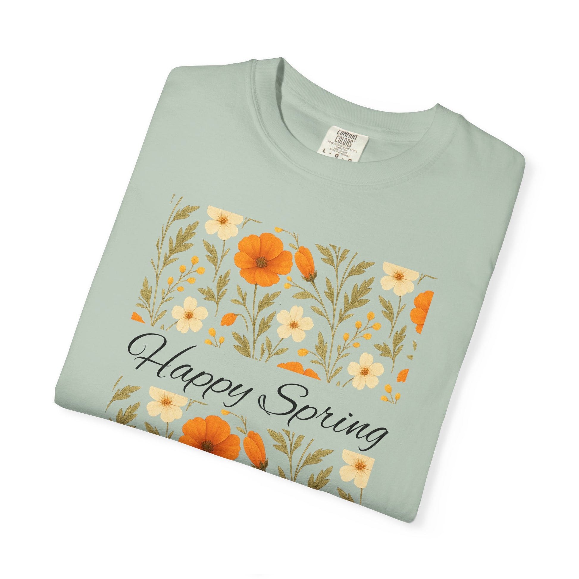 Happy Spring Floral T-Shirt, Unisex Spring Shirt, Seasonal Tee, Flower Graphic Tee, Casual Outfit, Spring Gifts