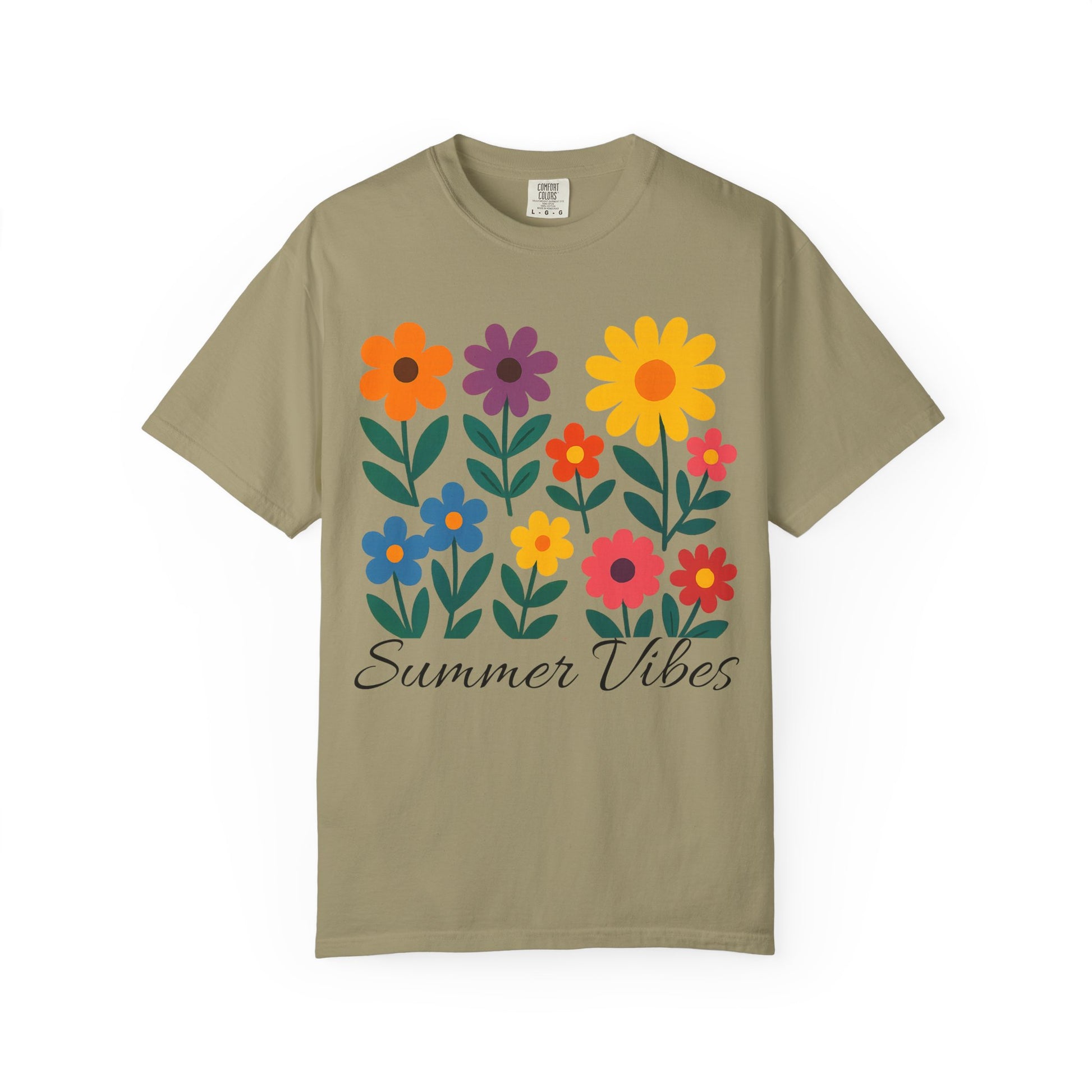 Zentra Floral Summer Vibes T-Shirt | Unisex Garment-Dyed Tee for Warm Days, Casual Wear, Gift for Flower Lovers, Outdoor Events, Summer Fashion