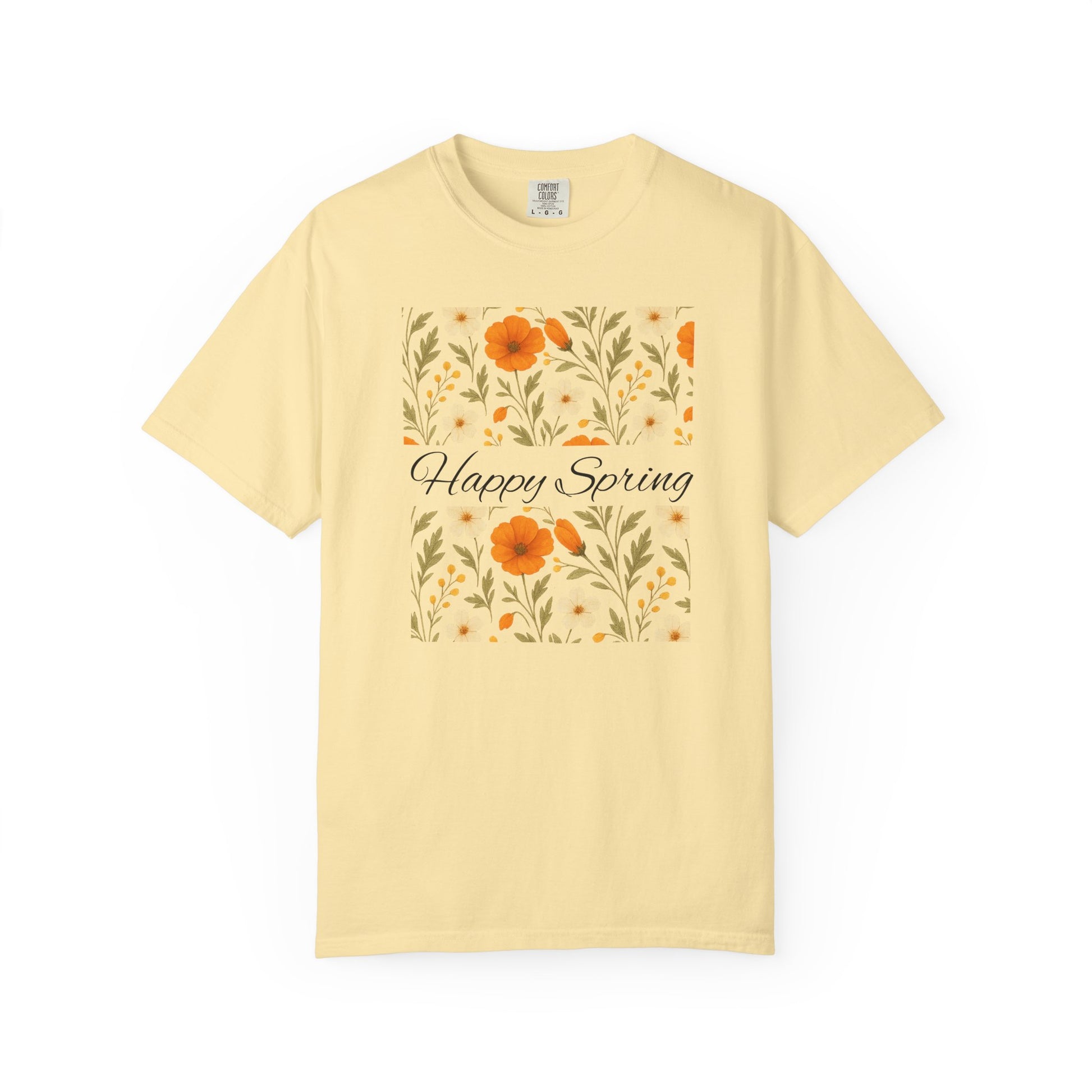Happy Spring Floral T-Shirt, Unisex Spring Shirt, Seasonal Tee, Flower Graphic Tee, Casual Outfit, Spring Gifts