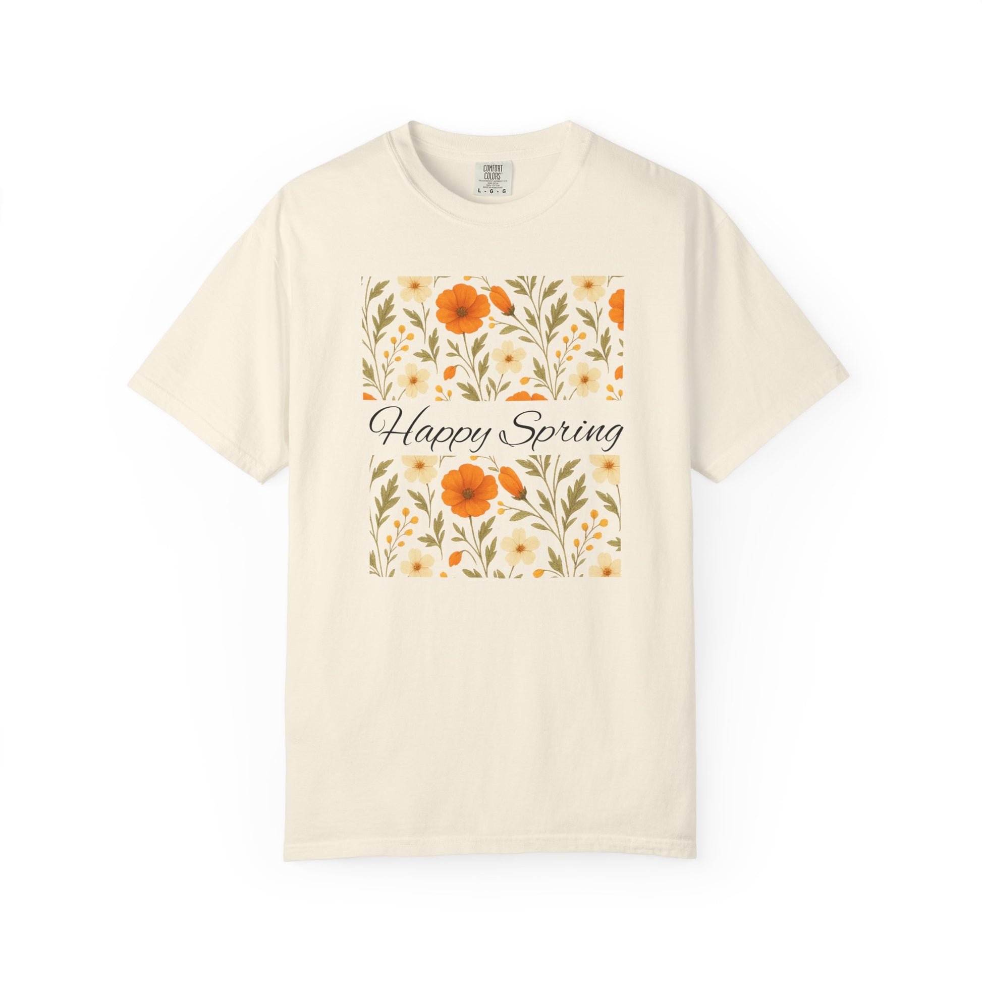 Happy Spring Floral T-Shirt, Unisex Spring Shirt, Seasonal Tee, Flower Graphic Tee, Casual Outfit, Spring Gifts