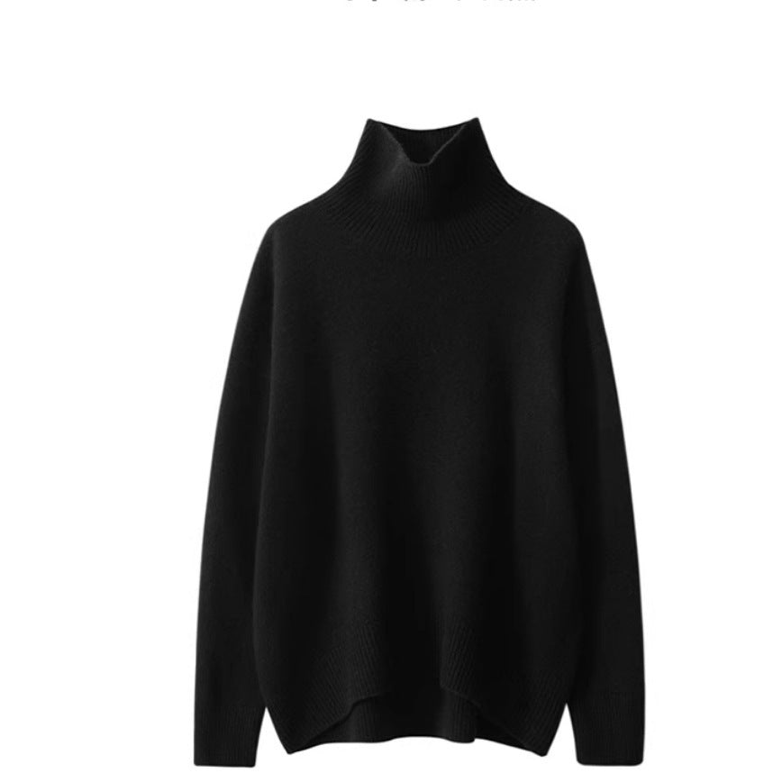 Elegant Wool Pullover Sweater – Loose Fit, Thick Knit, Minimalist Chic