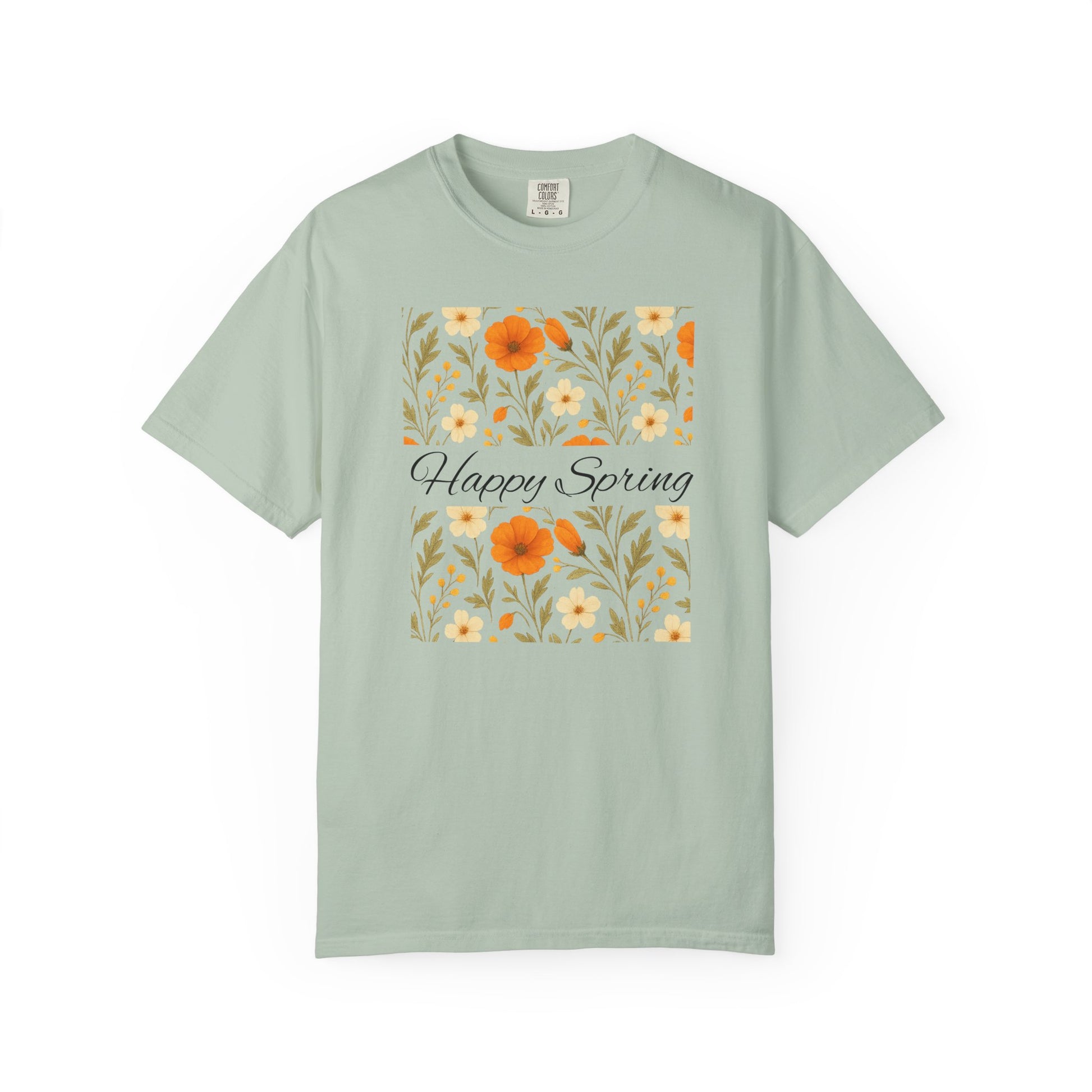 Happy Spring Floral T-Shirt, Unisex Spring Shirt, Seasonal Tee, Flower Graphic Tee, Casual Outfit, Spring Gifts