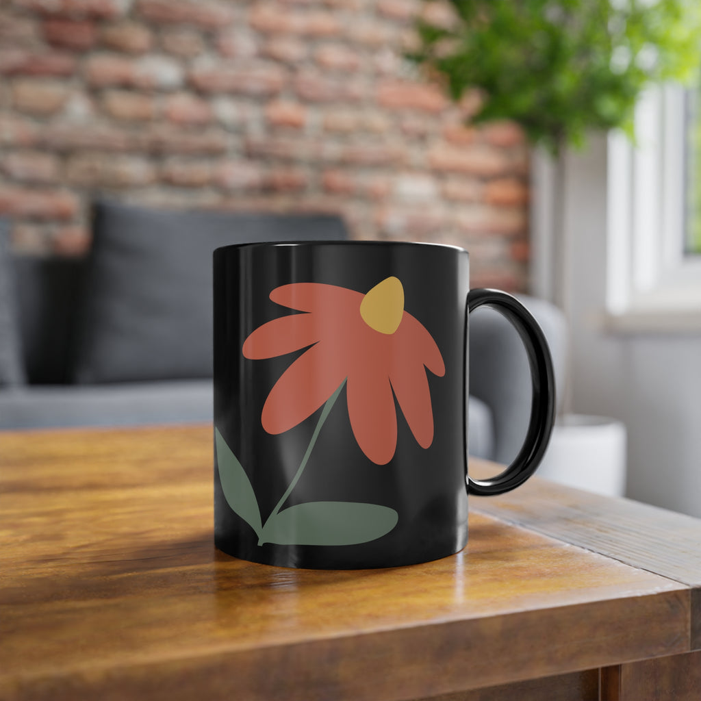 Zentra Floral Black Coffee Mug, Perfect Gift for Coffee Lovers
