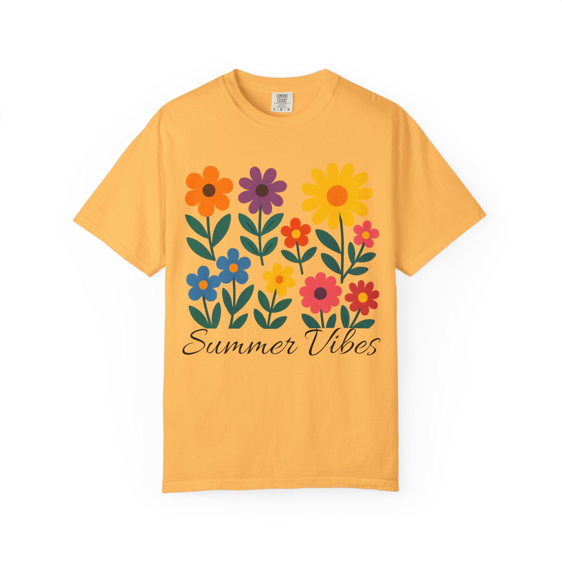Zentra Floral Summer Vibes T-Shirt | Unisex Garment-Dyed Tee for Warm Days, Casual Wear, Gift for Flower Lovers, Outdoor Events, Summer Fashion