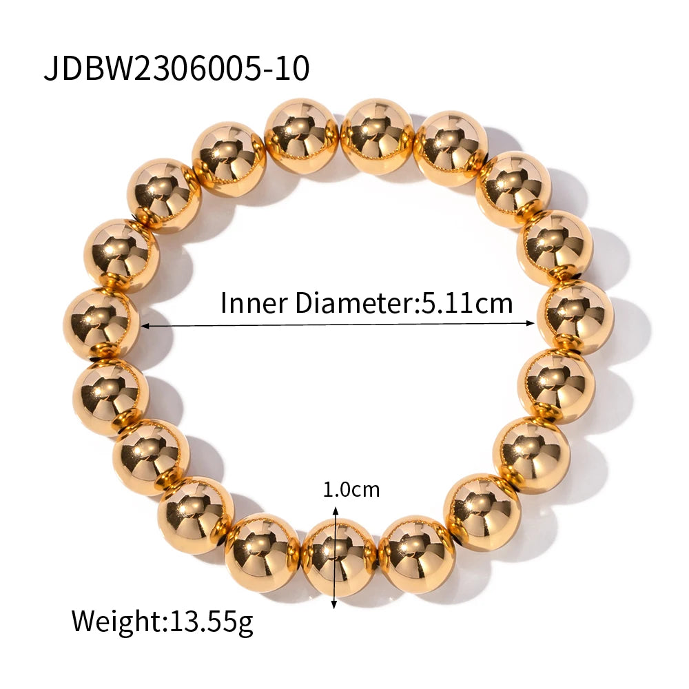 Gold Beaded Statement Bangle – Waterproof Stainless Steel