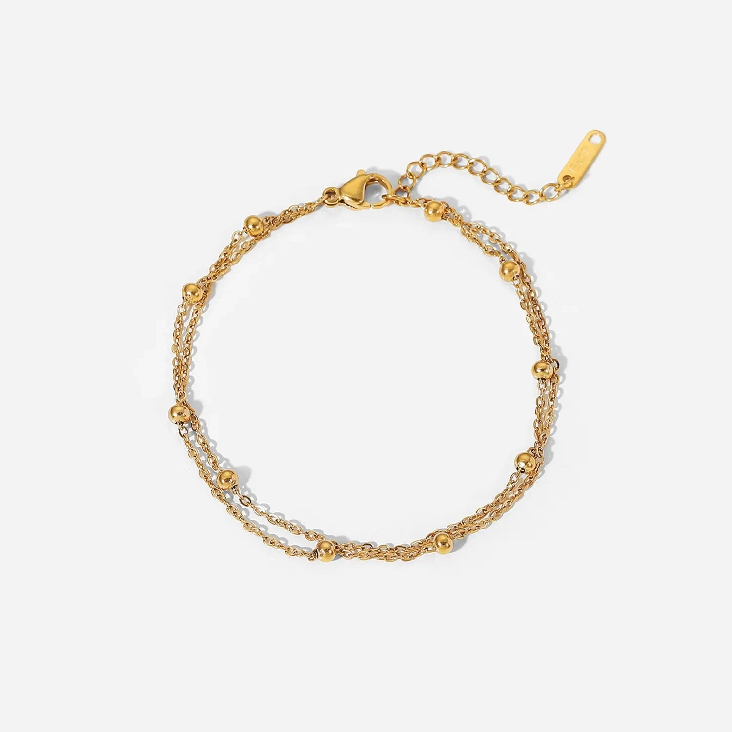 Gold Beaded Statement Bangle – Waterproof Stainless Steel