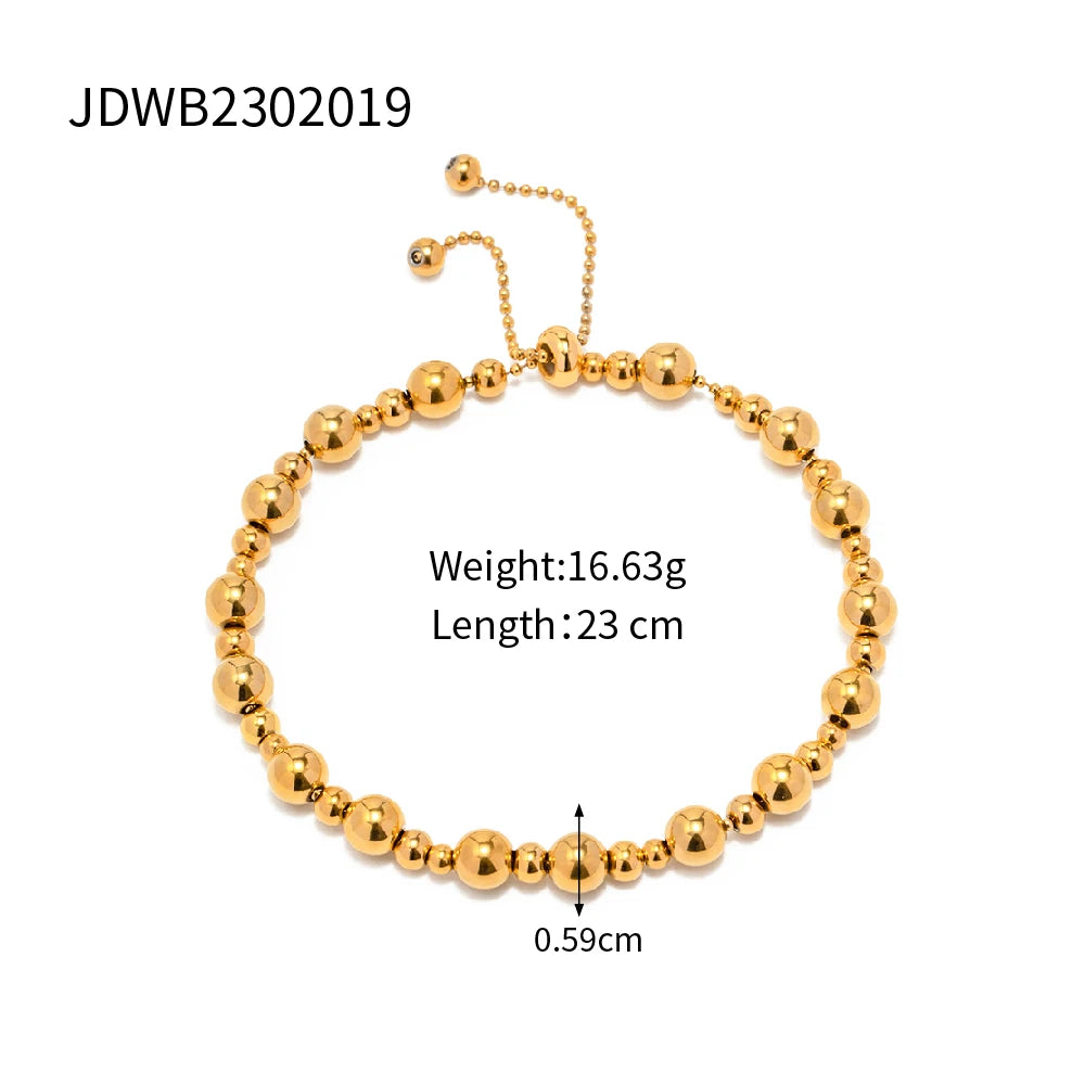 Gold Beaded Statement Bangle – Waterproof Stainless Steel