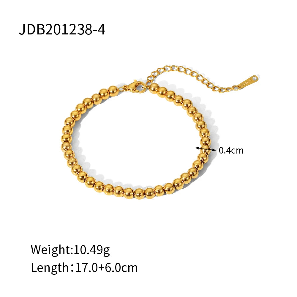 Gold Beaded Statement Bangle – Waterproof Stainless Steel