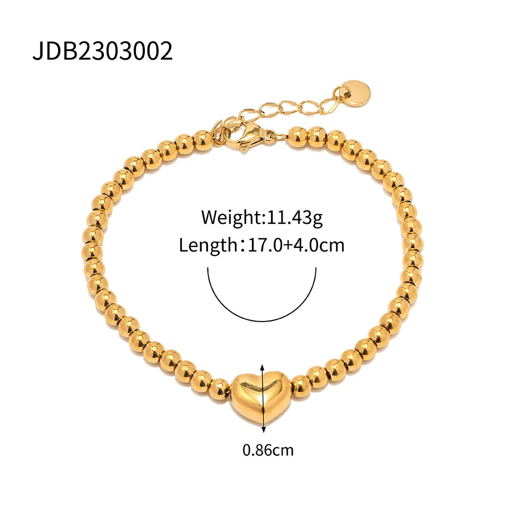 Gold Beaded Statement Bangle – Waterproof Stainless Steel