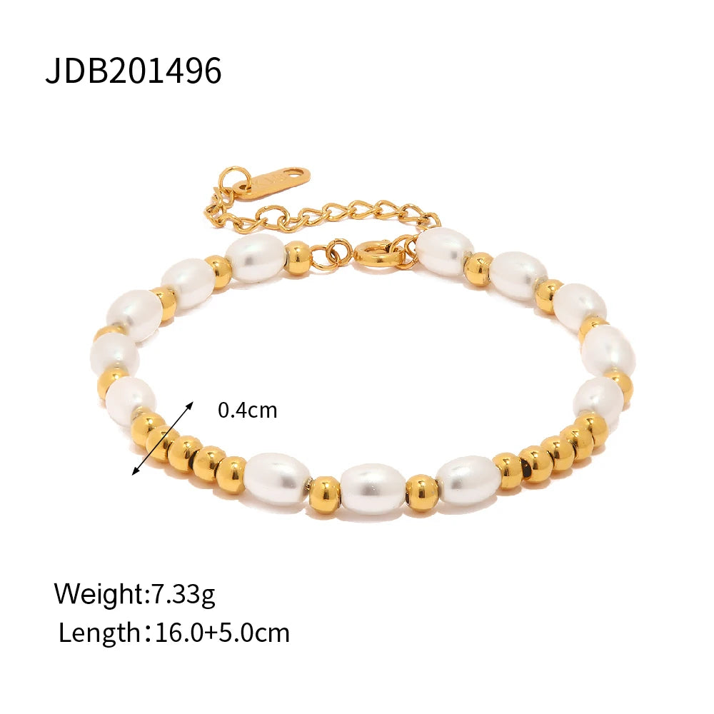 Gold Beaded Statement Bangle – Waterproof Stainless Steel