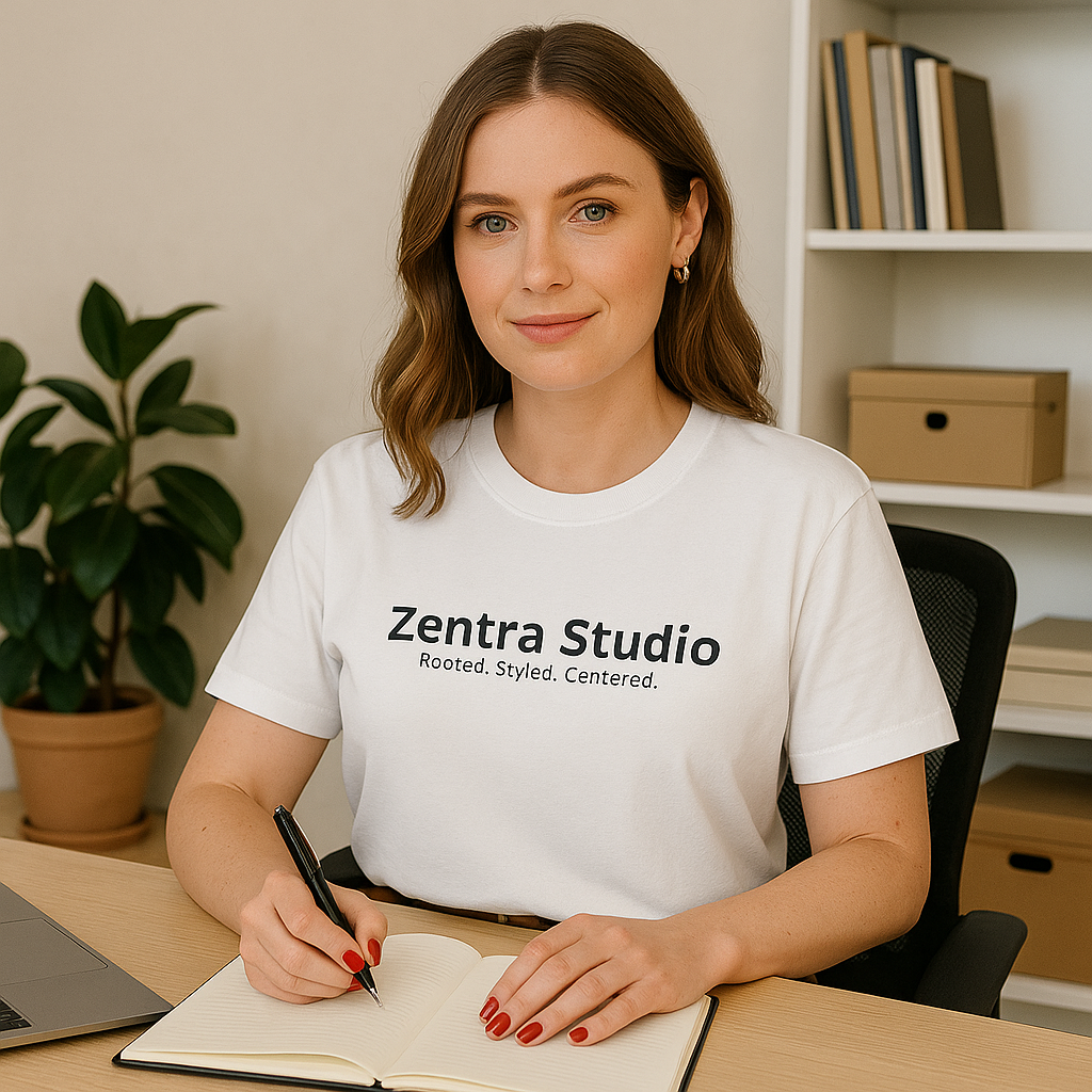 Zentra Studio Logo T-Shirt, Rooted. Styled. Centered. | Minimalist Comfort Tee | Unisex Fashion Statement Tee
