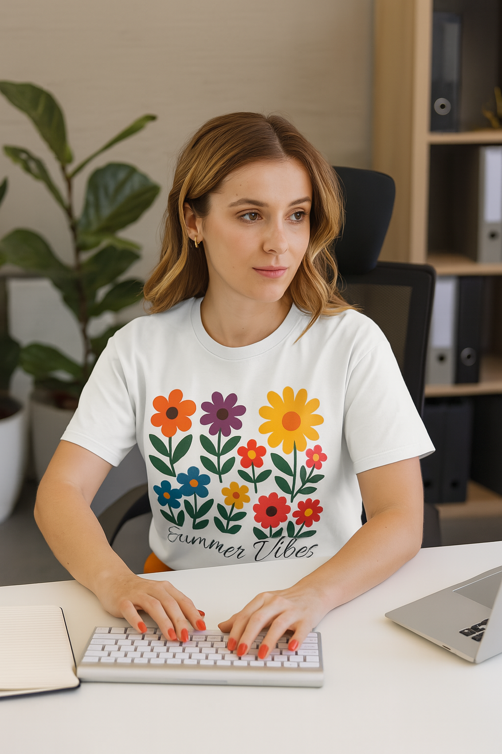 Zentra Floral Summer Vibes T-Shirt | Unisex Garment-Dyed Tee for Warm Days, Casual Wear, Gift for Flower Lovers, Outdoor Events, Summer Fashion