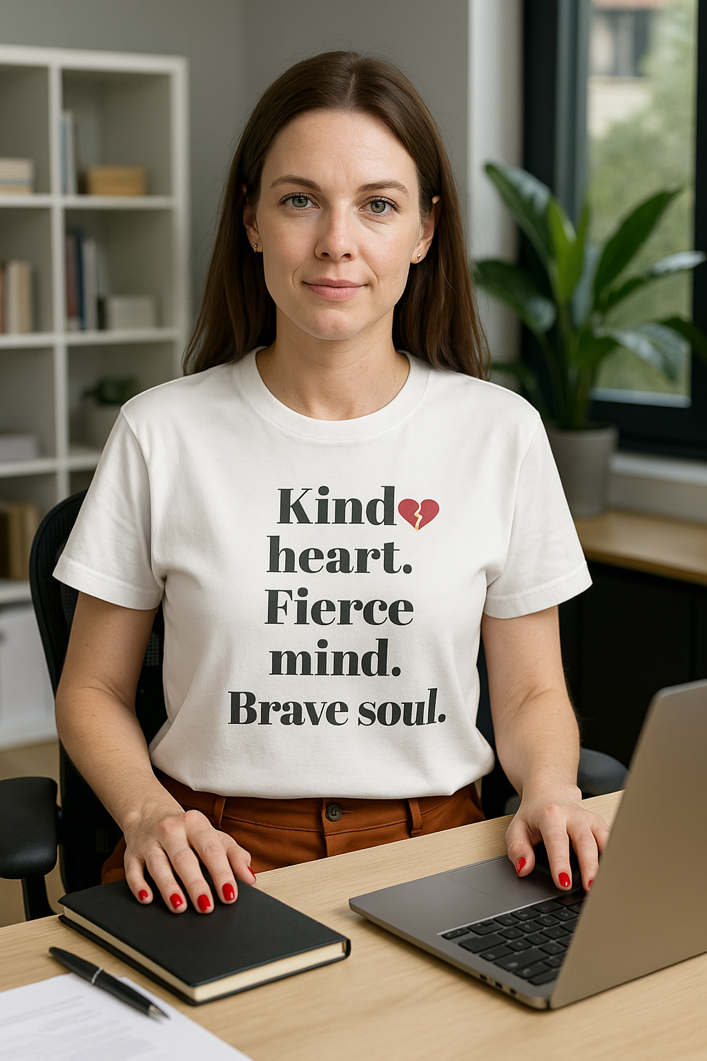 Zentra Kind Heart. Fierce Mind. Brave Soul. | Motivational Quote T-Shirt | Inspirational Women’s Graphic Tee | Empowerment Gift for Her