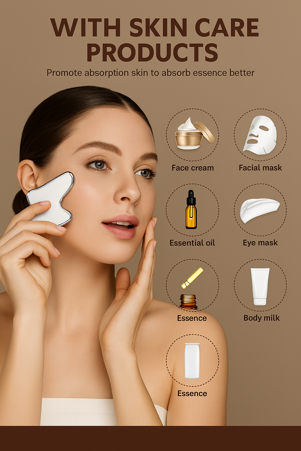 🧊 Ice Face Roller &amp; Stainless Steel Gua Sha Tool Set