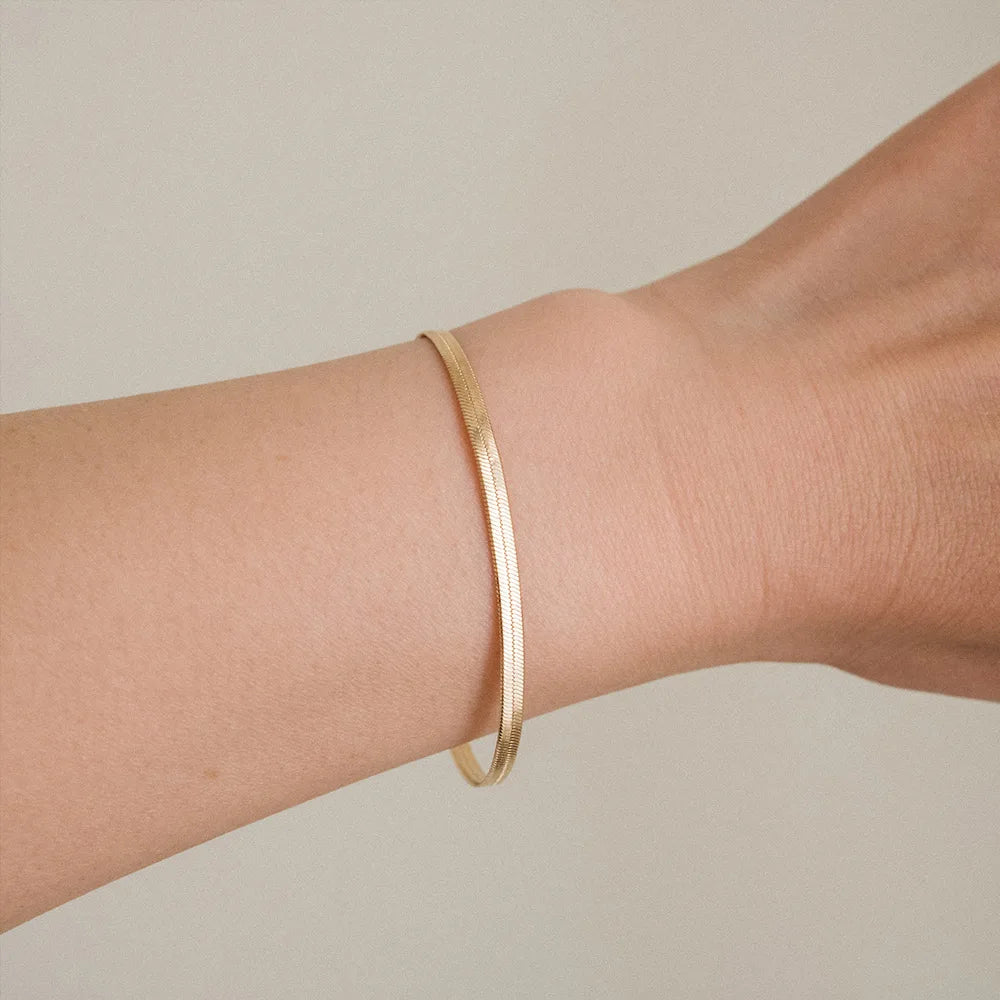 Classic Gold Snake Chain Bracelet – Stainless Steel, Multiple Widths